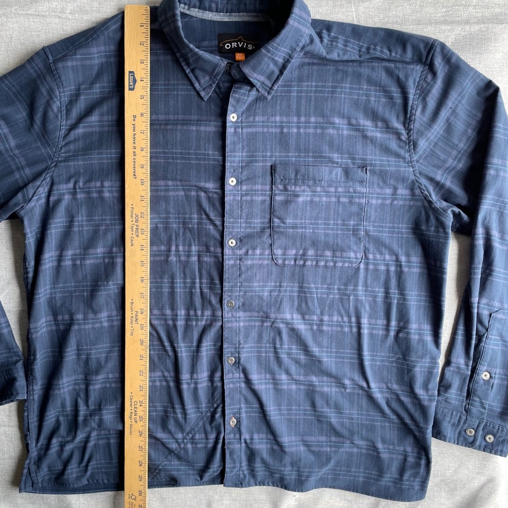 ORVIS Mens Plaid Long Sleeve Button Up Shirt XXL Blue Outdoor Tech Flannel - Picture 3 of 10